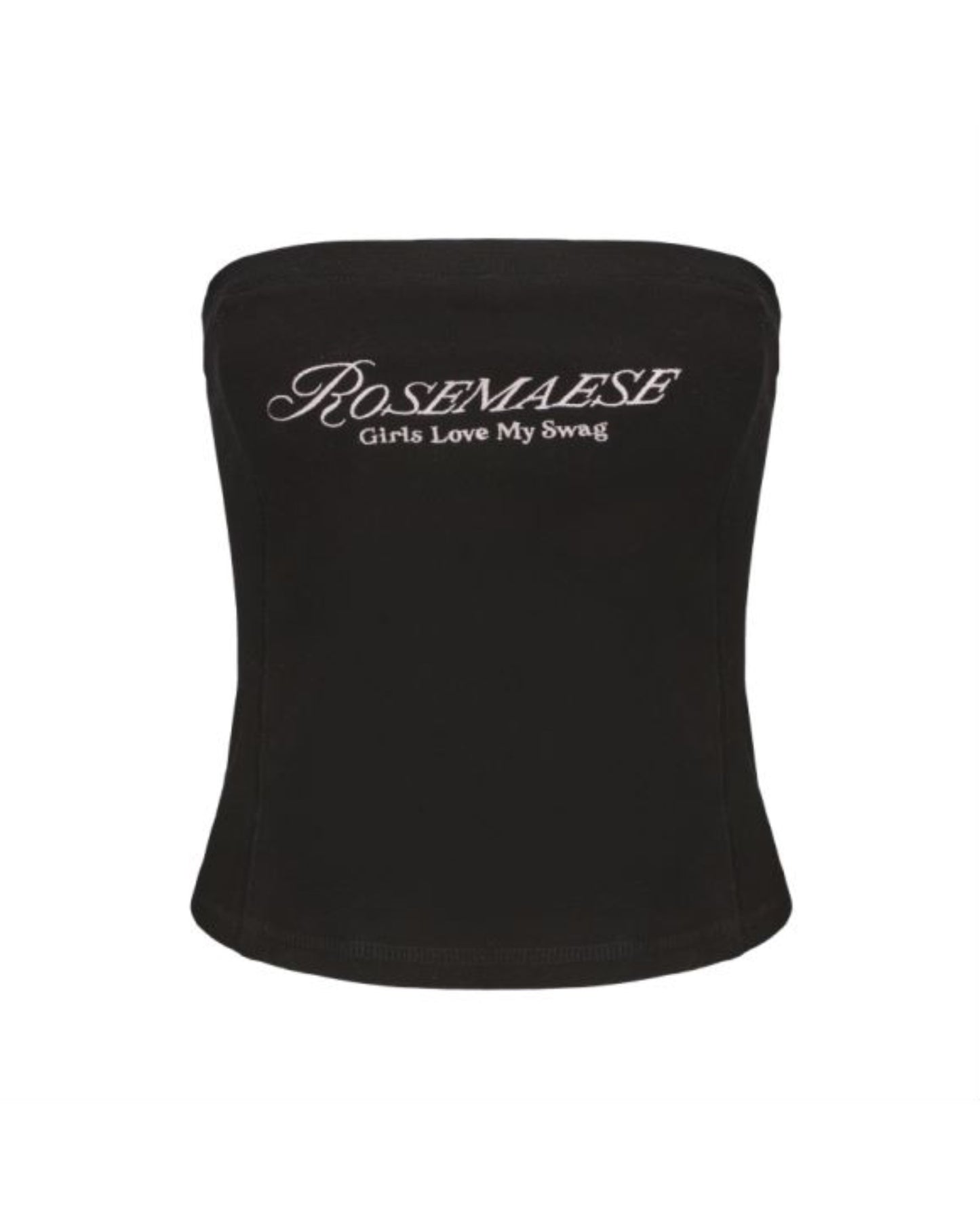 Embroidery Tube Top - Black