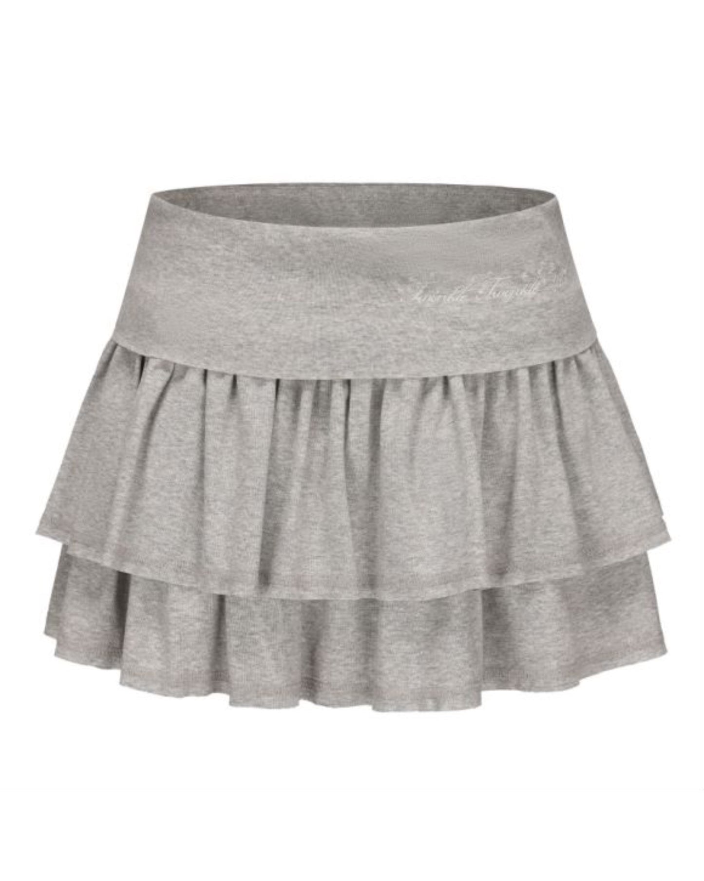 Embroidered Cake Skirt - Grey