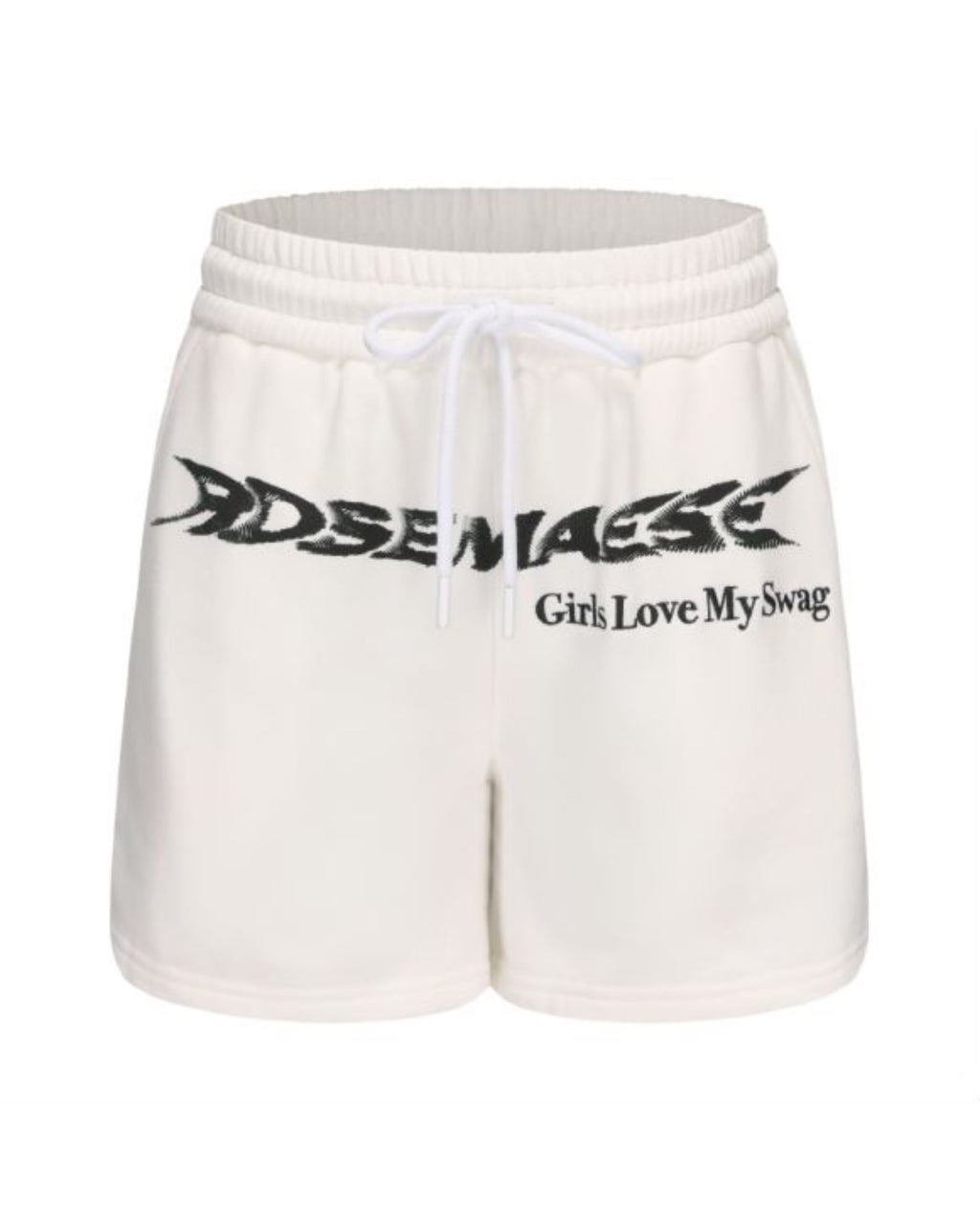 Embroidered Track Shorts - White