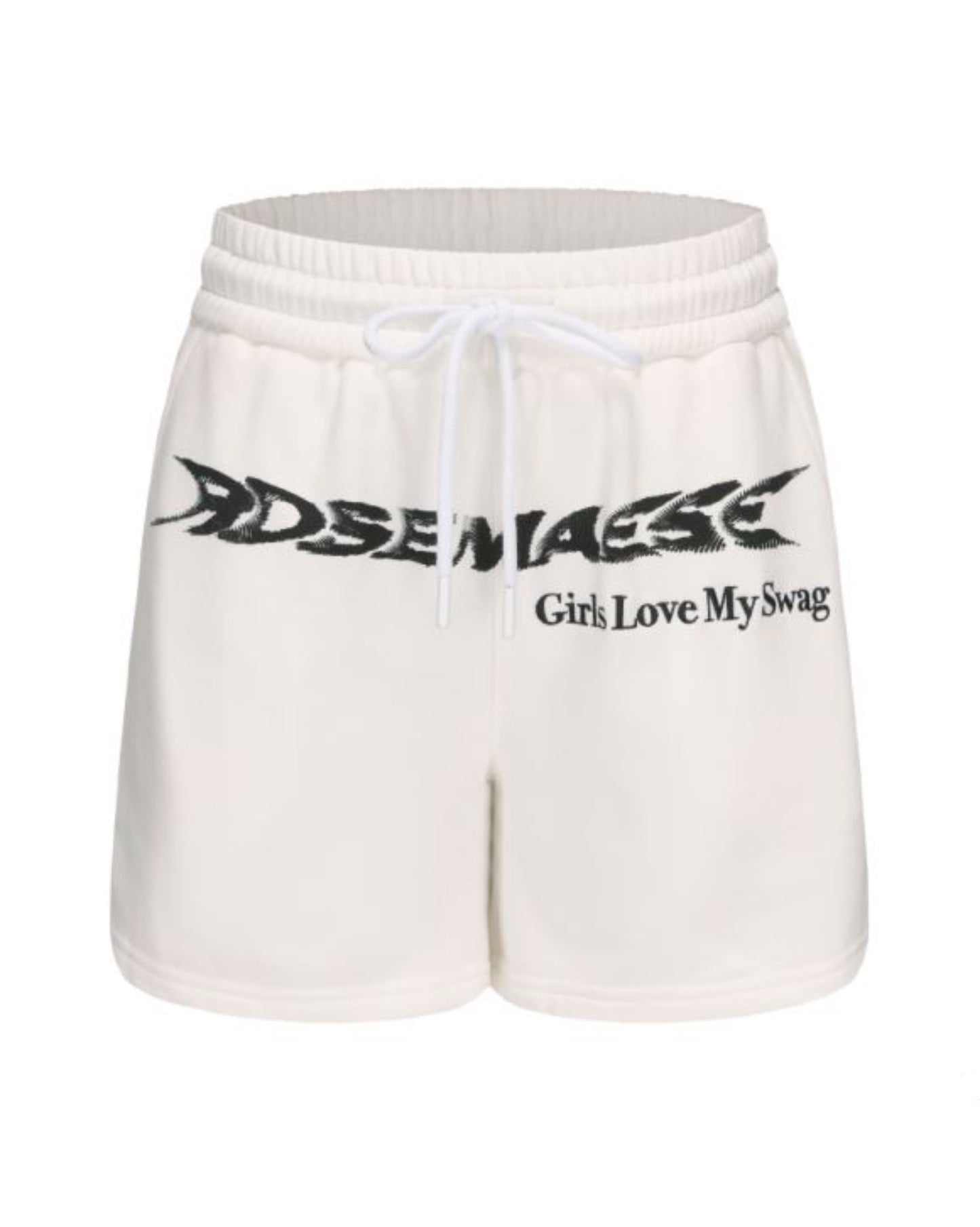 Embroidered Track Shorts - White