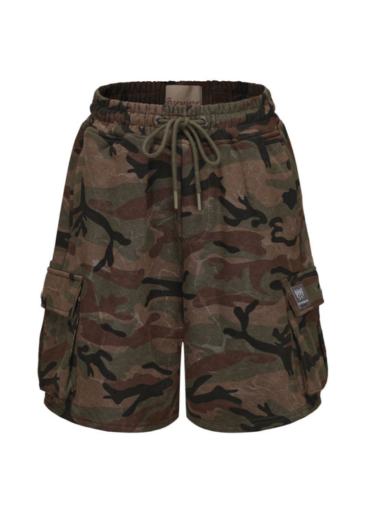 Cotton Parachute Short Pants- Dark Camo