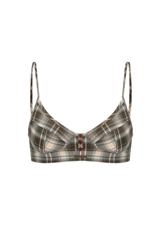 Plaided Brat Bra - Green